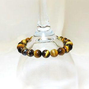 Elastic Bracelet (br15) Natural Brown Tiger Eye 8mm Beads 6"-6.5"